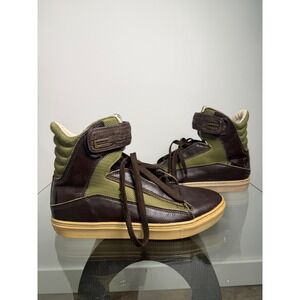 Coogi Mens High Top Sneakers Brown Green Leather Mesh Ankle Strap CMF101 Size 11